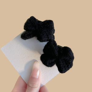 Christmas Red Wool Butterfly Knot Hair Clip Womens New Year Side Bun Princess Forehead Clamp Hair Accessories Fashionable Korean Style