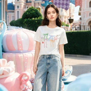 INMAN | White Bow Tie Printed Round Neck Tshirt