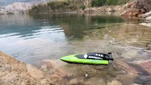 2.4G RC Boat with Twin Propellers High Speed Remote Control Boat Water Toy Gift for Kids