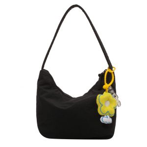 Minimalist Pure Color Underarm Bag Soft Cotton Nylon Dumpling Shape Womens Crossbody Bag Fashionable Handbag Shoulder Bag