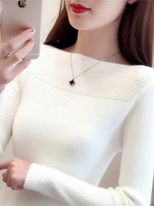 WANGGONGZHU | Spring Autumn Thin One-Shoulder Overhead Knitted Sweater Womens Long Sleeve Fashion Simple Match Princess Style Commute Version