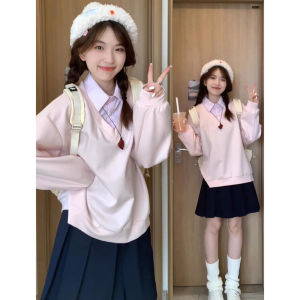 Sweet Elegant Youthful Polo Shirt Hoodie Womens Spring Autumn High-End Unique Personality Beautiful Top Korean Style round Neck