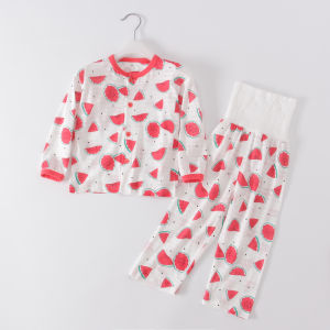 ระบายอากาศได้ดี บริสุทธิ์ ผ้าฝ้าย แขนยาวใยไผ่ ชุดนอน ชุดสําหรับชายและหญิงเสื้อผ้าผู้ชายผู้หญิงเด็กแขนยาวชุดนอนชุด A316