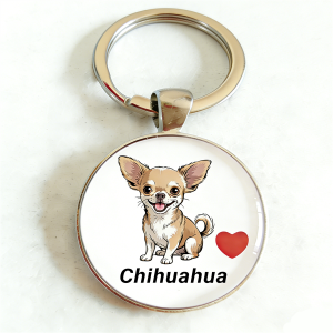 1pc Cute Pomeranian Puppy Keychain Adorable Fur Pet Dog Round Keyring Sweet Gift for Dog Lovers Mom Daughter Bestie Girlfriend