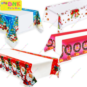 Merry Christmas Disposable Plastic Table Cloth Cover Holiday Party Decor Year End Red Pink White Blue