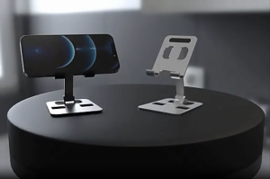 AEGIS Foldable Adjustable Aluminium Mobile Stand Holder Foldable Tilting Adjustable Compact Mobile iPad Tablets Holder Non-Slip Silicon Aluminium