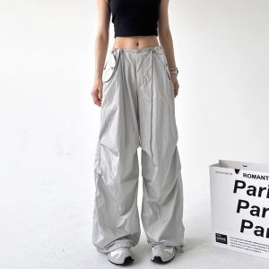 Retro American Jazz Thin Casual Pants Dance Loose Wrinkle Quick Dry Pants Spicy Girl Jazz Dance INS Sports Pants High Waist Street Style Polyester Fiber
