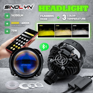 2.5 สีฟ้า Bi โปรเจคเตอร์ LED เลนส์ไตรสี H4 H7 9005 9006แอปควบคุม3000K 4300K 6000K แฟลชหลอดไฟ LED แสงสีเหลือง/สีขาว DRL รถมอเตอร์ไซด์อุปกรณ์เสริมติดตั้งเพิ่มเติม