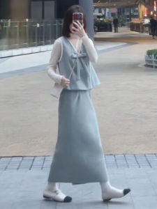 LIRENQING | Luxury Missy Style Blue Autumn Women Dress