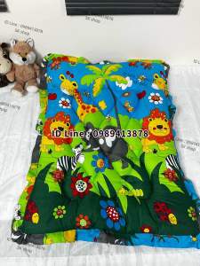 ที่นอนอนุบาลรุ่นหนาใย2ชั้น  มีหมอนในตัวมีสายสะพาย