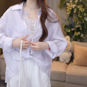 SHUAIYUE | Áo Blouse Tay Dài Chống Lão Hóa Sang Trọng Màu Tím