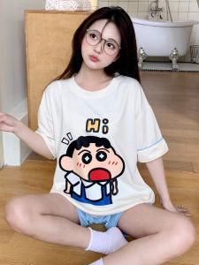 DAISONG | Cotton Cartoon Summer Short Sleeve Large Size Sleepwear Set