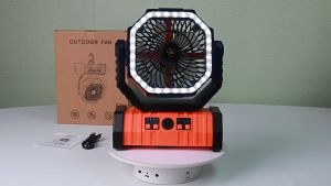 Quạt tích điện đa năng kết hợp đèn chiếu sáng dung lượng pin 20000mAh sạc điện thoại USB có điều khiển từ xa