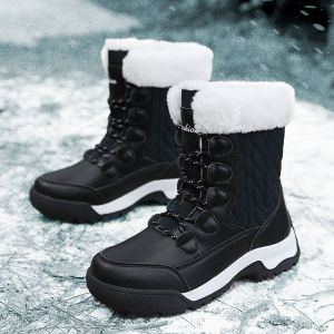 High-Top Snow Boots Womens Non Slip Waterproof Skiing Boots Northeast Harbin Cold-Resistant Cotton Shoes Fleece-lined Heattech Outdoor Winter Boots
