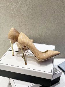 รองเท้าส้นสูงหินลายสุดเก๋สำหรับผู้หญิง รองเท้าส้นเดี่ยวหนังนิ่มหัวแหลมไม่ลื่น ส้นสูงพิเศษ รองเท้าส้นเดี่ยวแบบสวมสบายสำหรับผู้หญิง