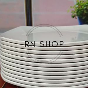 12 ATAU 1 LUSIN PIRING DATAR KOTAK 22 CM PIRING MELAMIN SAJI KUE SAE DLL