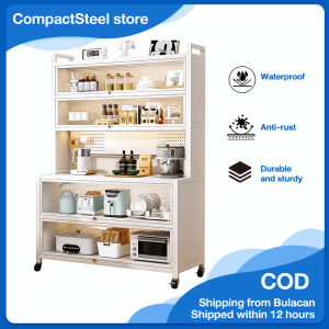 CompactSteel​​ store Kitchen Hutch Cabinet with Doors | Pantry Storage Cabinet Dish Rack Microwave Stand Heavy Duty Organizer