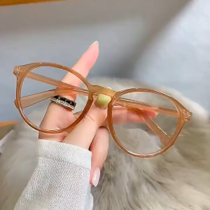 AR016 Kacamata Anti Radiasi Wanita Lensa Bulat Bahan Metal