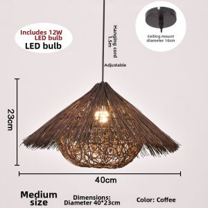 SANGEJIANGREN | Creative Country Style Rattan Woven Birds Nest Art Chandelier