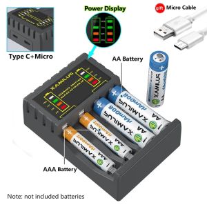 Battery Charger 4 Slots Intelligent LED Indicator USB Charger for 1.2V Ni-MH/Ni-Cd Rechargeable Batteries AAA/AA Battery Charger