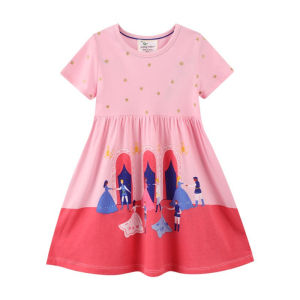 Jumping Meters Summer Princess Girls Dresses Cotton Short Sleeve Kids Clothing Toddler Kids Frocks Party Wedding Frocks Costume