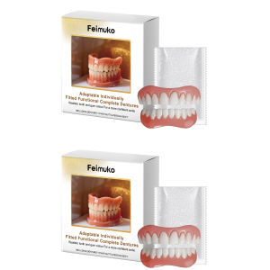Feimuko Denture Silicone Kit Soft Kit Natural Fit Teeth Upper Lower Sets Covers Gaps Missing Teeth Silicone Pads Soft Men Women