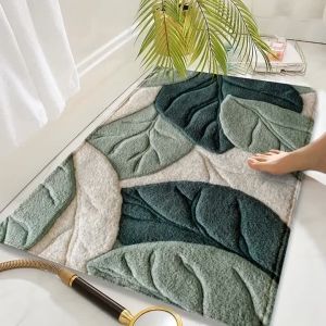 1pc Leaf Pattern Door Mat - Non-Slip Quick-Dry Moisture Absorption Ideal for Home Decor & Holiday Gift Machine Washable Polyester Composition