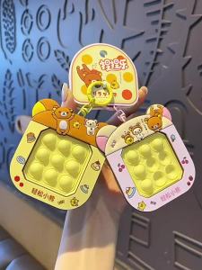 Takara Tomy | Anime Rilakkuma Keychain Bubble Speed Push Game Console Bag Ornament Portable Squeeze Stress Relief Sensory Toys Birthday Gifts
