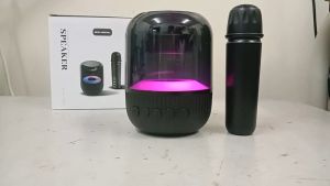 Portable Wireless Bluetooth 5.3 TWS Stereo Surrond Sound Speaker RGB Luminous Light TF Card AUX With Mic Karaoke