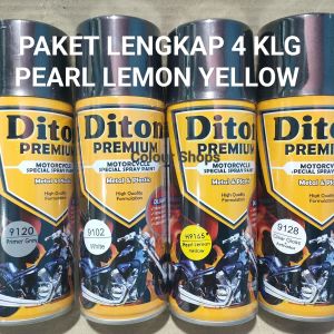 Pilok Cat Diton Premium Paket Lengkap 4 Kaleng Pearl Lemon Yellow Kuning Lemon 9165 Primer Grey 9120 White 9102 Clear Gloss 9128 400cc Pilox Paketan Cat Semprot Special Spray Paint