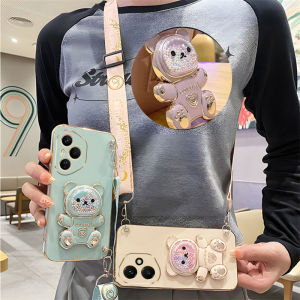 Ins Casing Honor 400 Pro Honor400 Pro Honor400Pro 5G New Fashion Creative Cartoon Ultra-thin Electroplate Phone Case with Cute Bear Bracket and Lanyard 2025