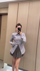 Polo Blue Stripe Blouse for Women Casual Long Sleeve Skinny Button Down Top