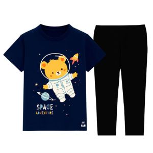 Setelan Baju Kaos Pendek Celana Panjang Anak Laki-Laki Astronot Series Bahan Katun Combed 30s