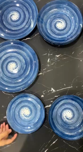 PIRING KERAMIK DINNER CEPER BLUE JAPAN / PIRING MAKAN CEPER KERAMIK BIRU / PLATE RAMEN JAPAN