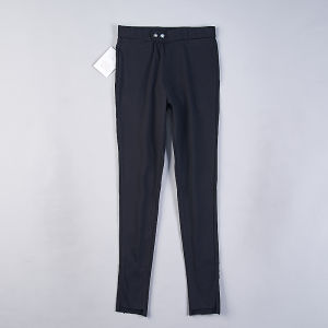 Black Casual Natural Waist Elastic Womens Small Foot Pants Korean Style Composite Fabric Straight Leg Pencil Pants