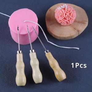 Handmade Wooden Handle Straight Head Elbow Middle Hole Awl Shoe Repair Awl Leather Punching Awl