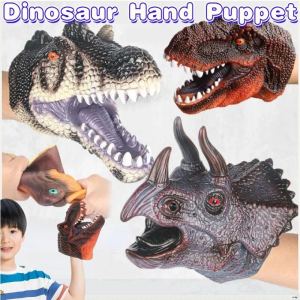 Dinosaur Hand Puppet Rubber Soft Gloves T-Rex Head Model Toy Triceratops Head Kids Gift Toy