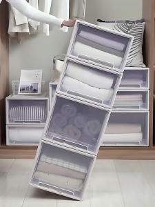 Hisoa Stackable Drawer Box | Clear Clothes Organizer for Underwear/Bra/Socks | Thickened Plastic