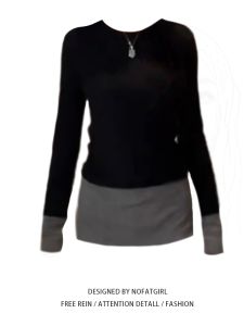 plus Size Womens Long Sleeve T-Shirt Color Block Design Slimming Base Layer Top for Early Spring Fashion plus Size Sister