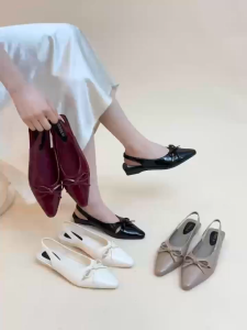 Pointed Jelly Sandals For Women style with Slingback Strap Trendy Bow Design Low Heels