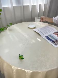 Round Table Cloth Waterproof Heavy Duty Table Cloth Oil Proof Tablecloth Dining Table Cover For For Ho Dining Room 圓形桌布