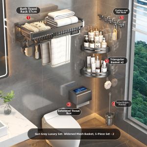 No-drill Aluminum Storage Rack Bath Fixtures