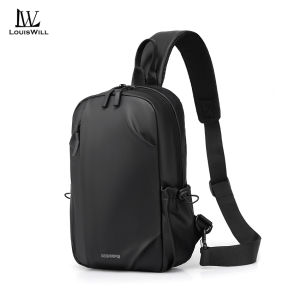 LouisWill Mens Chest Bag Waterproof Oxford Cross Body Chest Bag Double Layer Zipper Bag Large Capacity Messenger Bag Travel Phone Pouch Fashion Chest Bag