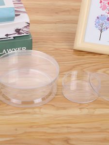 กล่องพลาสติกใสทรงกลมพร้อมฝาปิดสำหรับขนม กล่องขนนุ่มสำหรับขนม กล่องบรรจุภัณฑ์สำหรับของหวาน กล่องสำหรับสเปรย์ลูกเรือ