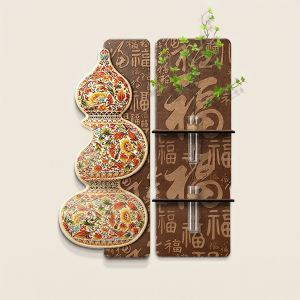 MUWU | New Chinese Style Double Frame Wall Art Blessing Gourd