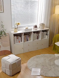 Multi Functional Bookshelf Storage Cabinet With Drawers/Doors Minimalist Wooden Living Room Storage Cabinet Rak Buku柜子