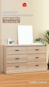 PIRA METROPOLIS - YORK CH3+3 Lemari Laci 3+3 Susun / Drawer / Chest Drawer