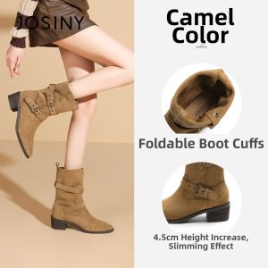 Josiny | Best-selling Pointed Toe Western Slim Short Boots for Spring and Summer