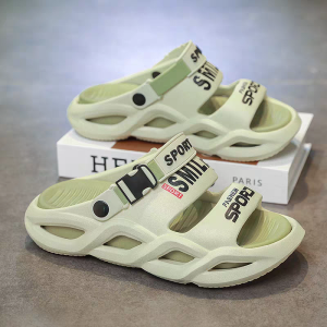 Mens Summer Thick Bottom Sandals Outdoor Wear Anti-Slip EVA Odor Resistant Beach Slippers Comfortable Casual Style Breathable Footbed