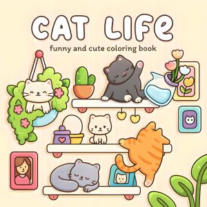 CAT LIFE Bold-easy Patterns Coloring Book for Adults Cute Drawing Book Perfect Gift for Party and Birthday